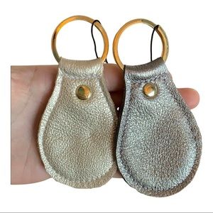 Metallic leather keychain